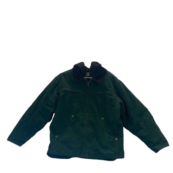 Cabelas Outdoor Gear Canvas Zip Up Insulated Work Jacket Coat size L thermal swe - Picture 3 of 16